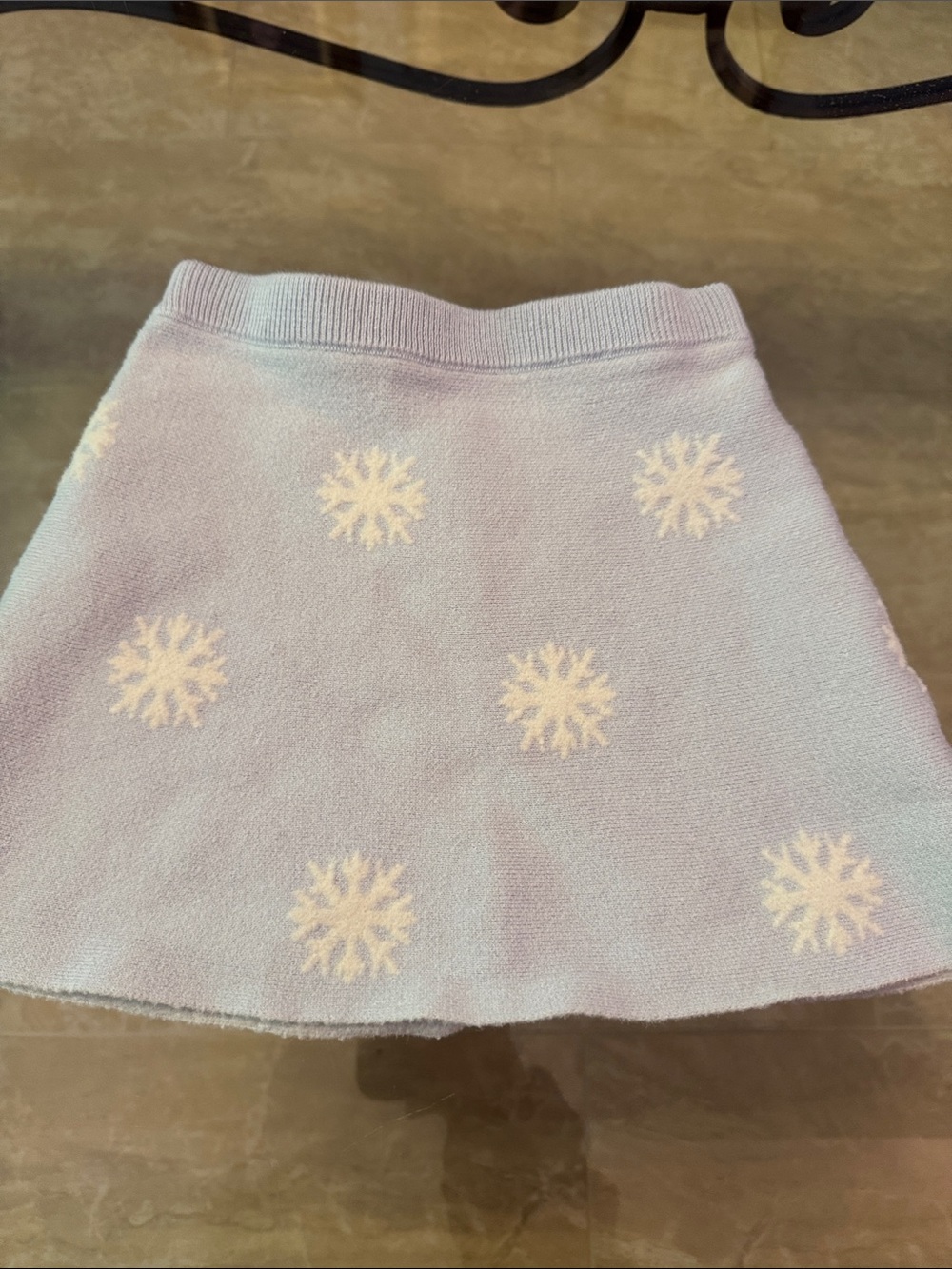 GAP Light Blue Knit Skater Skirt with White Snowflakes